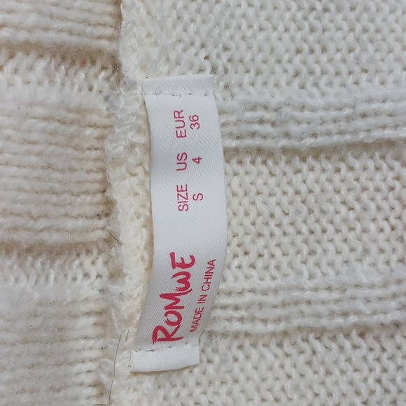 Romwe Elegant Cream Off-Shoulder Sweater with Lace Trim Size Small - Picture 5 of 12